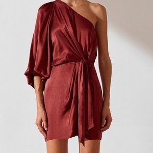 Red one shoulder Shona Joy Joan mini Dress sz 6